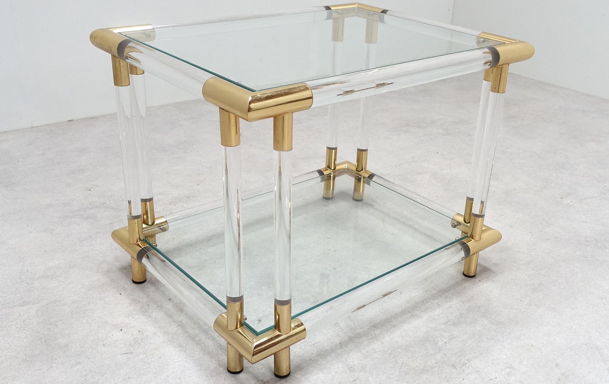 Lucite and glass table 70s