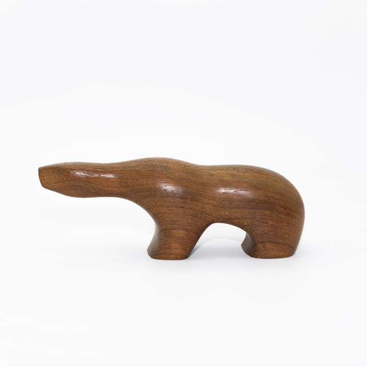 Arne Tjomsland teak polar bear sculpture